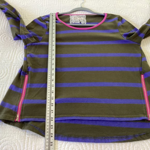 Anthropologie LILI'S CLOSET Stripe Zip Tee Shirt Top Blouse Sz M - Picture 6 of 11